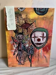 Buy Dark Fantasy Clown Painting On Canvas Original, Dahliia Red With Authentication • 80£