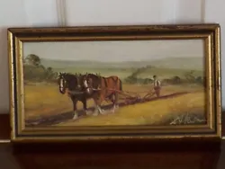 Buy Antique Oil Painting On Board Horse Ploughing Pastoral Landscape Miniature • 45£