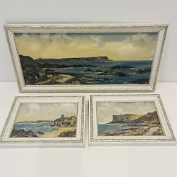 Buy E.I BRYCE, 3 X Oil Paintings - Downhill Beach Mussenden Temple, Northern Ireland • 99£