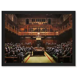 Buy Banksy Devolved Parliament Chimps Apes Graffiti Painting Framed A3 Art Print • 26.99£