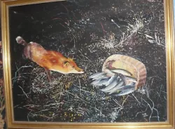 Buy Oil Painting Hand Painted Fox Fish By Riff Fleetwood Artist 1970 • 2,999.99£