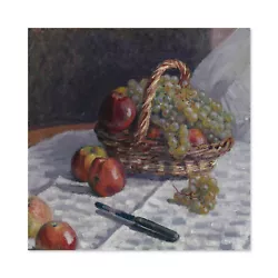 Buy Alfred Sisley  Apples And Grapes In A Basket Painting Wall Art Canvas Print • 21.99£