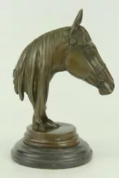 Buy HotCast Bronze Horses Head Sculpture Marble Statue Figurine Barye Home Decor NR • 235.30£