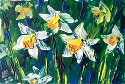 Buy Daffodils Painting Original Flower Floral Impressionist Collectible Art • 140.90£