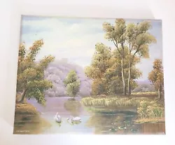 Buy Vintage P.WILSON Woodland River Landscape ORIGINAL Oil Canvas Painting  Signed • 14.50£