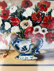 Buy Vintage Original Art Floral Still Life Watercolor Painting Oriental Poppy Flower • 170.10£