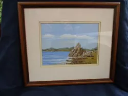 Buy Artist Robert Davis Watercolor Rocky Beach  11.5   X  10   Outer Frame • 2.50£