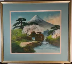 Buy VTG Japanese SIGNED Mt. Fuji Cherry Blossom Cabin Mill On River FRAMED Beautiful • 188.05£