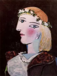 Buy Hand-painted Oil Painting Picasso Style A Woman Wite A Garland 32in Unframed • 36.77£
