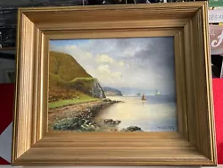 Buy SUPERB ANTIQUE SCOTTISH OIL PAINTING - Shore And Ships - J Hall 1907 • 500£