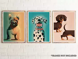 Buy Dogs Pop Art Poster Prints French Bulldog Dachshund Dalmatian Art Prints • 4.99£