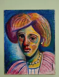 Buy Portrait Of A Lady Oil Pastel Original Fauvist Painting Signed • 75£