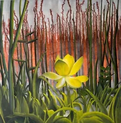 Buy Stunning Stylised Vintage Painting Forest With Flower 1970s • 65£
