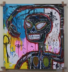 Buy Jean-michel Basquiat Acrylic On Canvas 1982 With Tied Wood Supports 39 X 37 In. • 394.51£