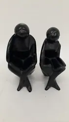 Buy African Stone Art Sculpture X 2 11  Tall Sitting Statues Black Stone Home Décor  • 6.99£