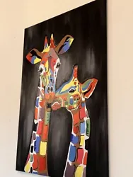 Buy Colourful Rainbow Giraffe Animal Painting Wall Art Canvas • 18£