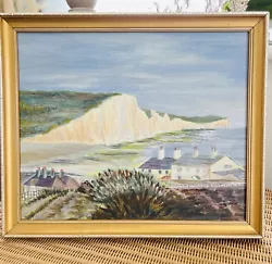 Buy Vintage Acrylic Painting Of The Seven Sisters Cliffs, Sussex F Lawton • 32£