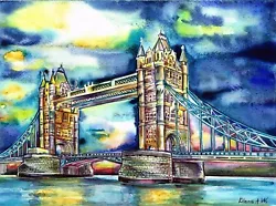 Buy LONDON, TOWER BRIDGE  Original Watercolour Painting Original Not A Print, 1 • 165.99£