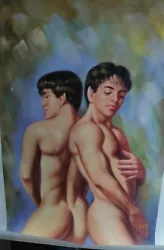 Buy Original Paintboard Oil On Canvas Men Nude Full / Gay Male Painting • 98.02£