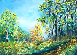 Buy Landscape Birch Forest Of Nature,Birch Trees Original Oil Painting,No Frame 8x6  • 28.94£