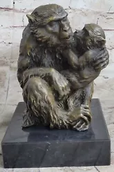 Buy Signed Gorilla W/ Baby Monkey Animal Bronze Statue Art Deco Figure Hand Made Art • 243.34£