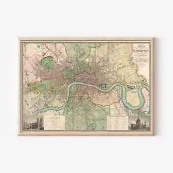Buy London Vintage Map (1835) Poster, Art Print, Painting, Artwork, Gift • 5.50£