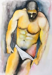 Buy Original Nude Man Of Interest Gay Watercolor • 33.07£