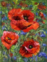 Buy Poppies Painting Canvas Art Floral Original Oil Small Painting 8 By 6  Impasto  • 49.61£