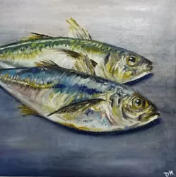 Buy 2 Fish. Original Oil Painting On Canvas. Framed And Signed.  210mmx210mm • 55£