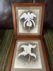 Buy ' Iris Florals' 2 Original Paintings (OAK) Framed & Glazed - 30 Cm X 33 Cm • 36£