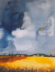Buy Clouds, Wheat Fields, Landscape, Original Watercolour Painting  • 27£