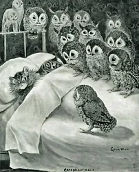 Buy Cat Nightmare Of Owls By Louis Wain Art Painting Print • 8.52£