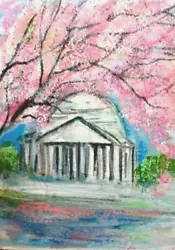 Buy ACEO Original Painting WASHINGTON DC In SPRING Cherry Blossom TREES Kasheta ART • 12.39£