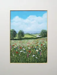 Buy Original Hand Painted Field Wildflowers Cottage Signed Landscape Painting • 12£