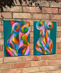 Buy Gorgeous Duo Set Of Rainbow Nude Women Paintings • 45£