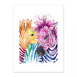 Buy Rainbow Zebra Painting  Print Canvas Premium Wall Decor Poster • 13.99£