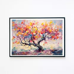 Buy Abstract Tree Landscape Painting Illustration 7x5 Retro Wall Decor Art Print • 3.95£