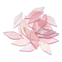 Buy 50g Stained Glass Mosaic Leaf Pink AB Color Glass Mosaic Tiles Bulk • 9.01£