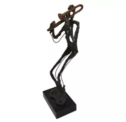 Buy Saxophone Player Brutalist Metal Sculpture Modernist On Marble Base • 279.70£