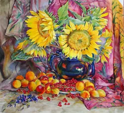 Buy  Still Life  Modern Painting Watercolor 47x52 Cm, Handmade, • 385.42£