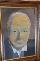 Buy Large Mid 20th Century Oil On Canvas Portrait Sir Winston Churchill ,c1960 • 295£
