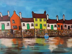 Buy 'COLOURFUL HARBOUR' ORIGINAL ACRYLIC PAINTING.  (Not A Print) • 9.99£