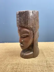 Buy Hand Carved Wooden African Tribal Head Ethnographic Art Sculpture • 25£