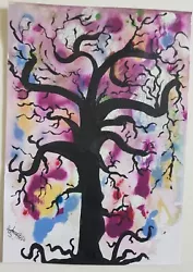 Buy Tree Painting Original Art Black Tree Colourful Unique • 15.20£