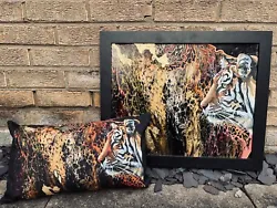 Buy Tiger, Original Art, Fluid Art, Acrylic, Gold Leaves, Oil, Picture With A Pillow • 199.99£