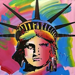 Buy Peter Max  Liberty Head  | Huge Original Acrylic Painting On Canvas  | 60x60  • 62,684.57£