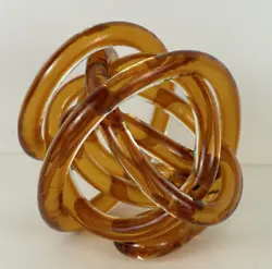 Buy Twisted Rope Infinity Knot Art Glass Amber Clear Paperweight 5  Sculpture Figure • 21.49£