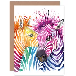 Buy Rainbow Zebra Painting Card With Envelope • 4.42£