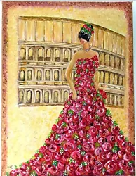 Buy Abstract Acrylic Wall Art Lady In Red, Original On Canvas OOAK!! SPECIAL PRICE!! • 65£