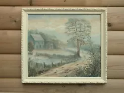 Buy Framed Signed Original Vintage Oil Painting Misty Country Snow Scene Landscape • 22£